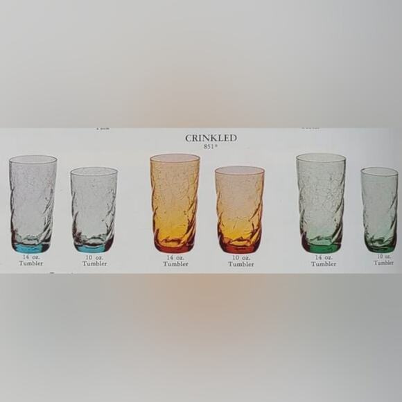 6 Vintage Imperial Crinkled #851 Tumbler Water Glasses, Bead (Avocado) Green HTF - Picture 6 of 7